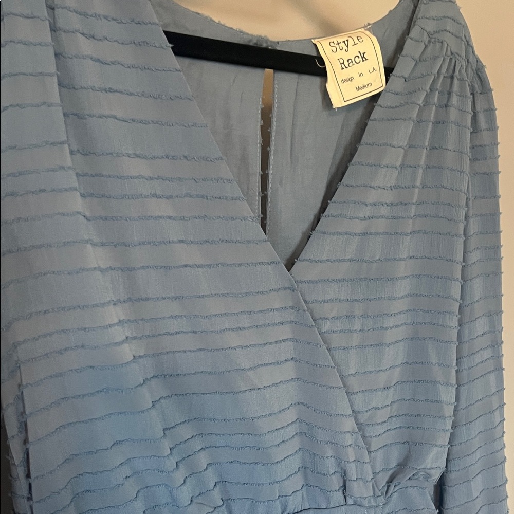 Style Rack Blue Long Sleeve Ruched Dress - Picture 6 of 6